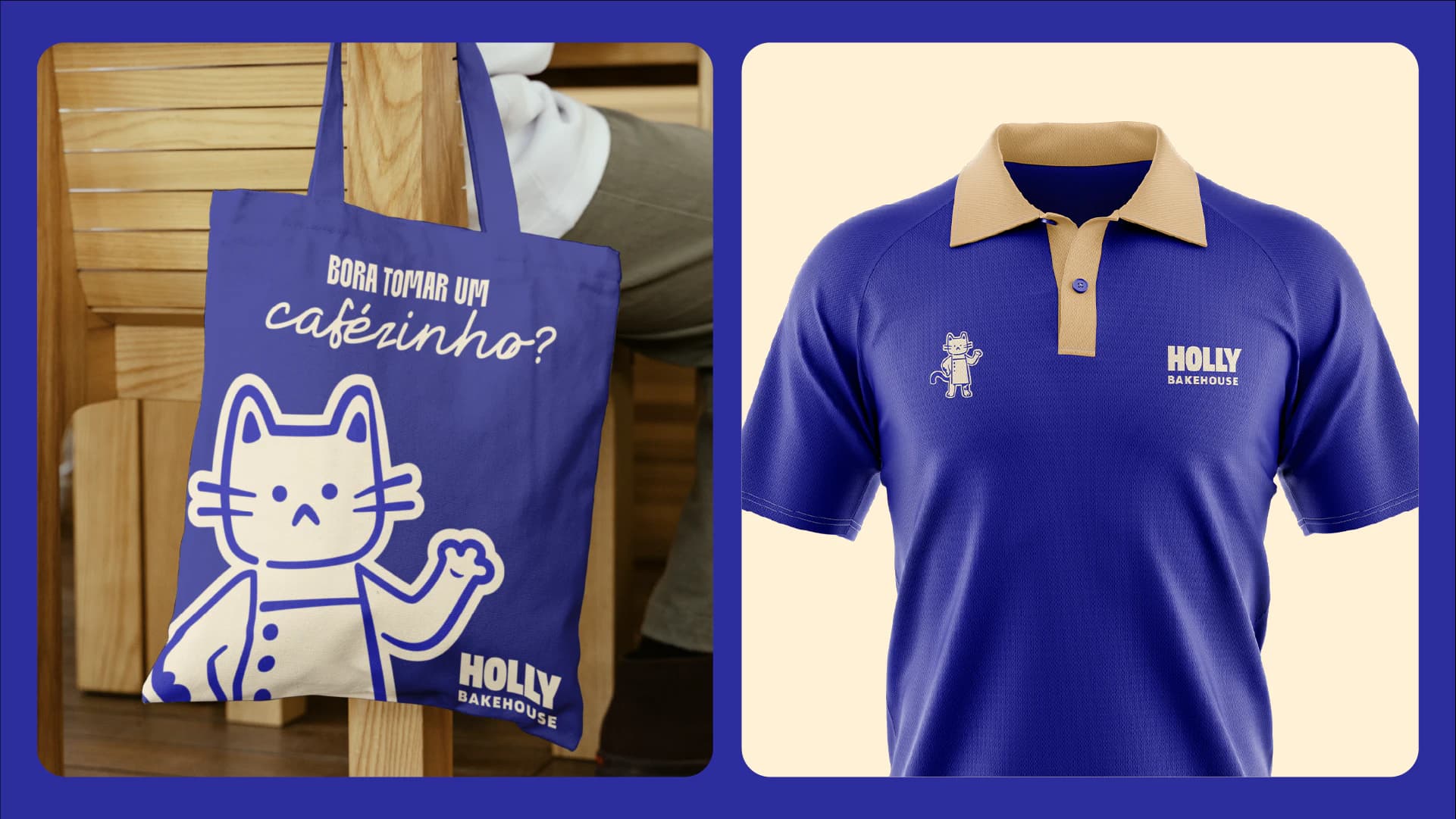 Ecobag e camisa polo da Holly Bakehouse