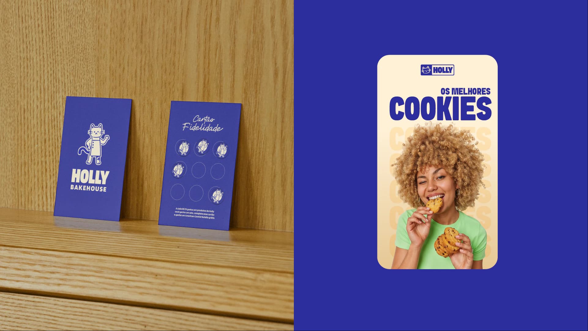 Displays de balcão e post com cookies da Holly Bakehouse