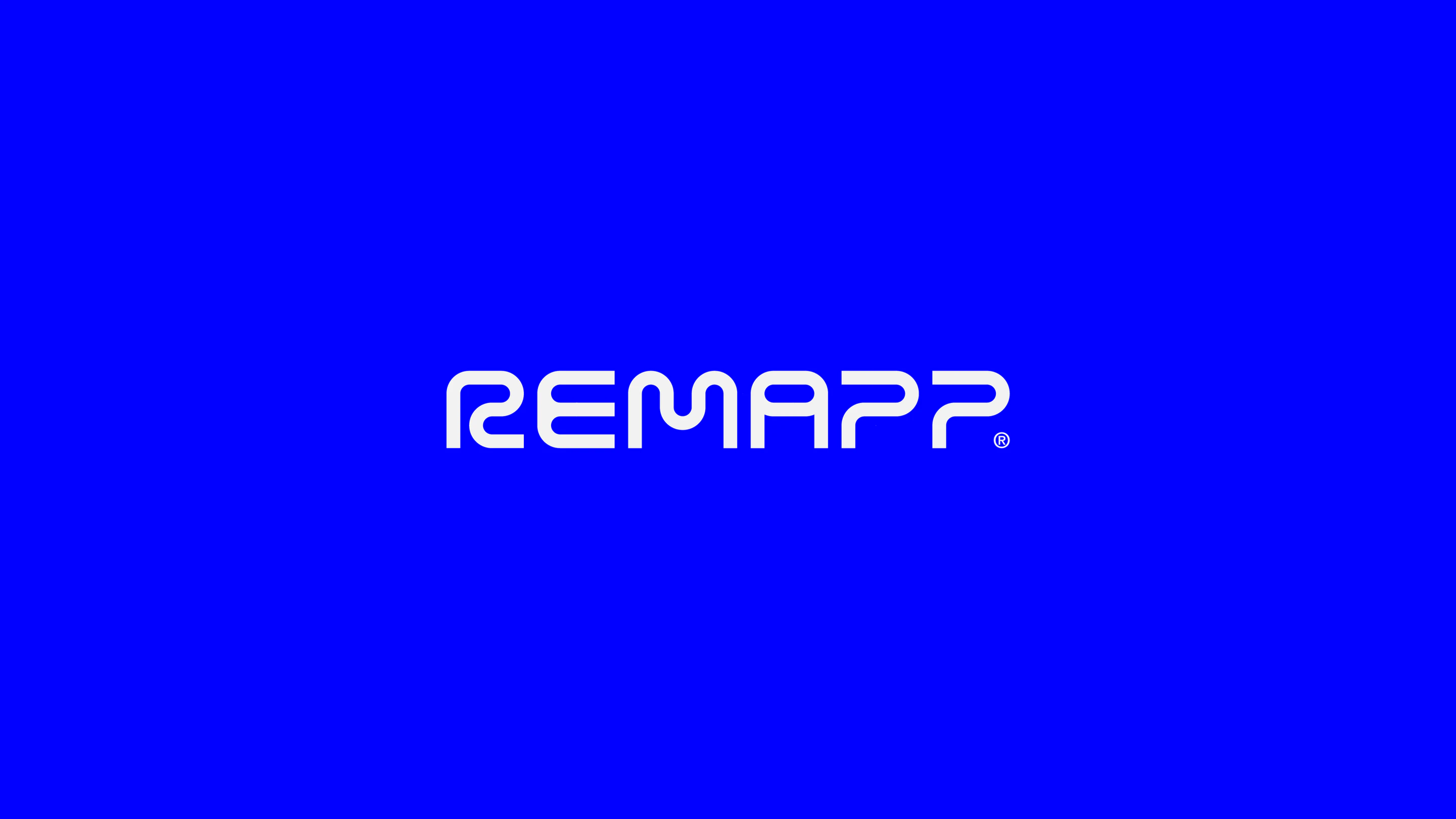 Logotipo Remapp em branco sobre o azul da marca